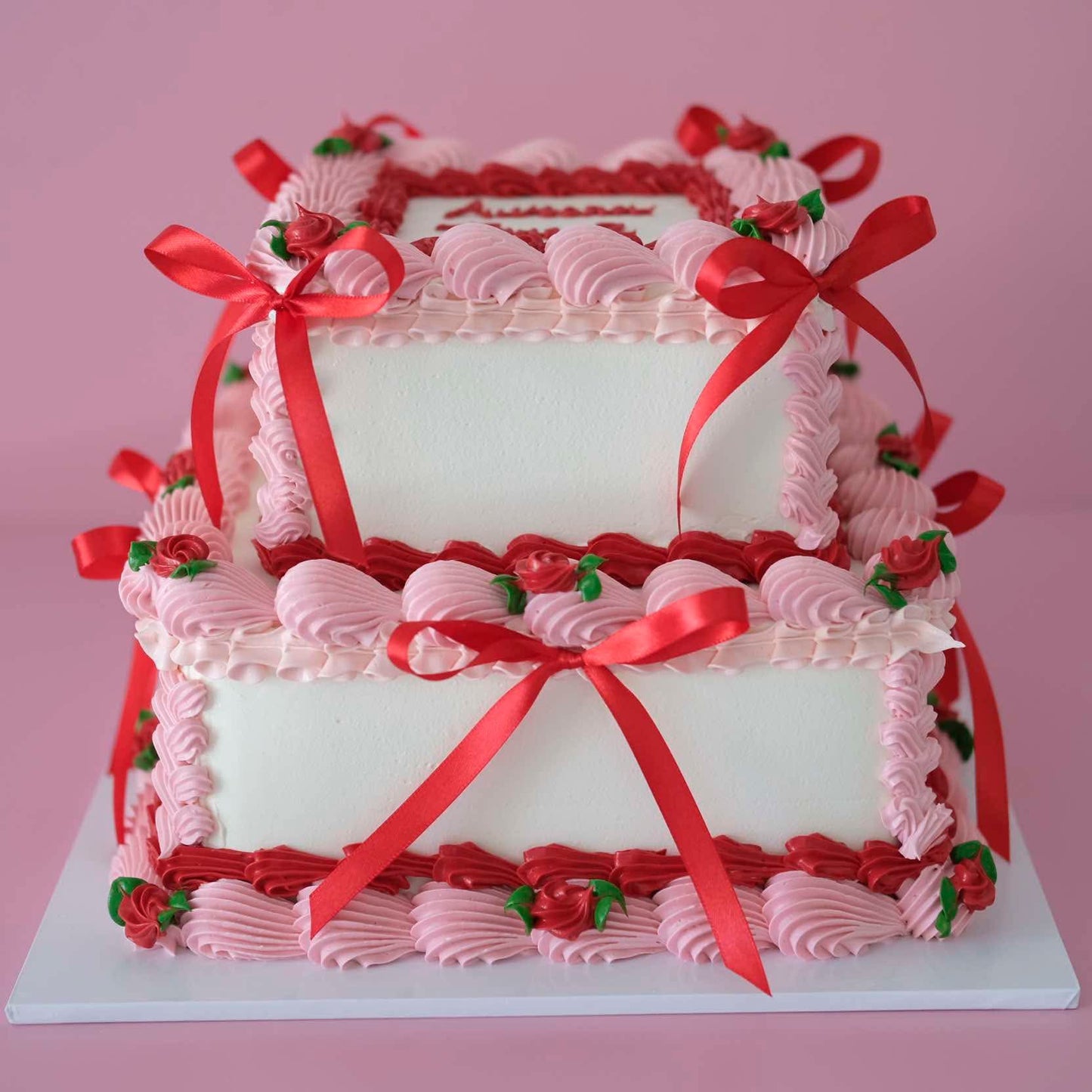 2 Tier Square Coquette Vintage Cake