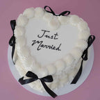 Double Ruffle Vintage Heart Coquette Cake | Monochrome