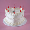 Vintage Heart Cake | White Monochrome & Cherries
