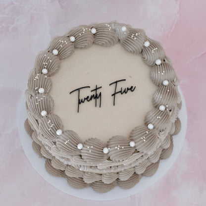 Monochrome Pearl White Sprinkle Round Vintage Cake