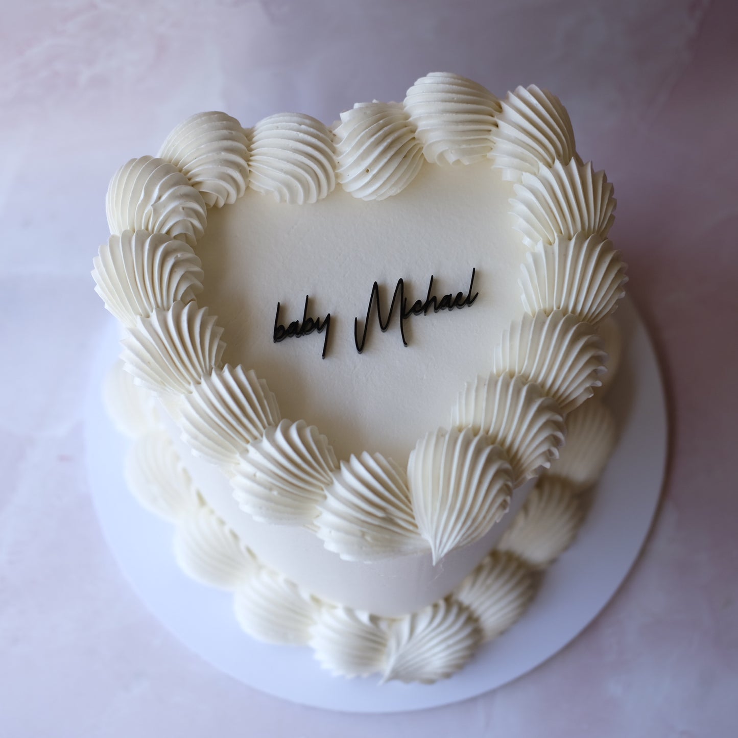 White Gender Reveal Vintage Heart Cake