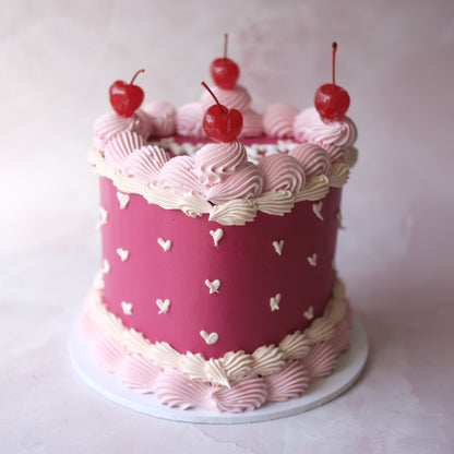 Vintage Heart Cake | Mini Hearts & Cherries