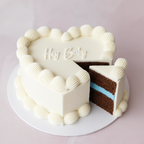 White Gender Reveal Vintage Heart Cake