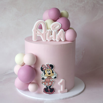 Minnie Mouse & Balloons | Round Cake