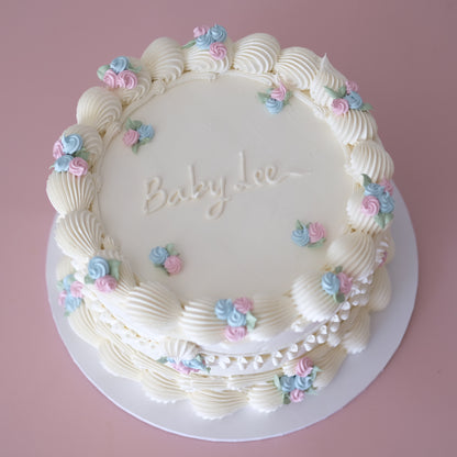 Gender Reveal Rosette Vintage Cake