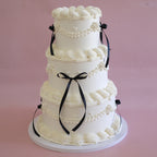 Classic Mini Hearts Round Vintage Cake | 3 Tiers & Coquette / MONOCHROME
