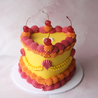 Vintage Heart Cake | Cherries