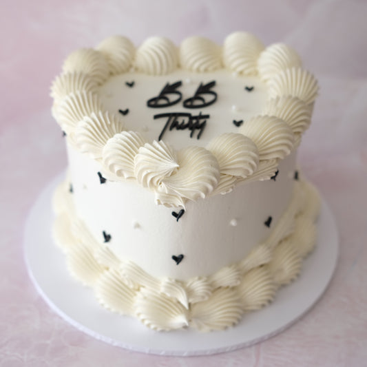 Black Mini Hearts & Pearl Vintage Heart Cake