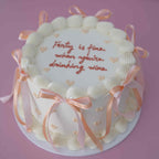 Two-Tone Ribbon Round Vintage Cake | Mini Hearts