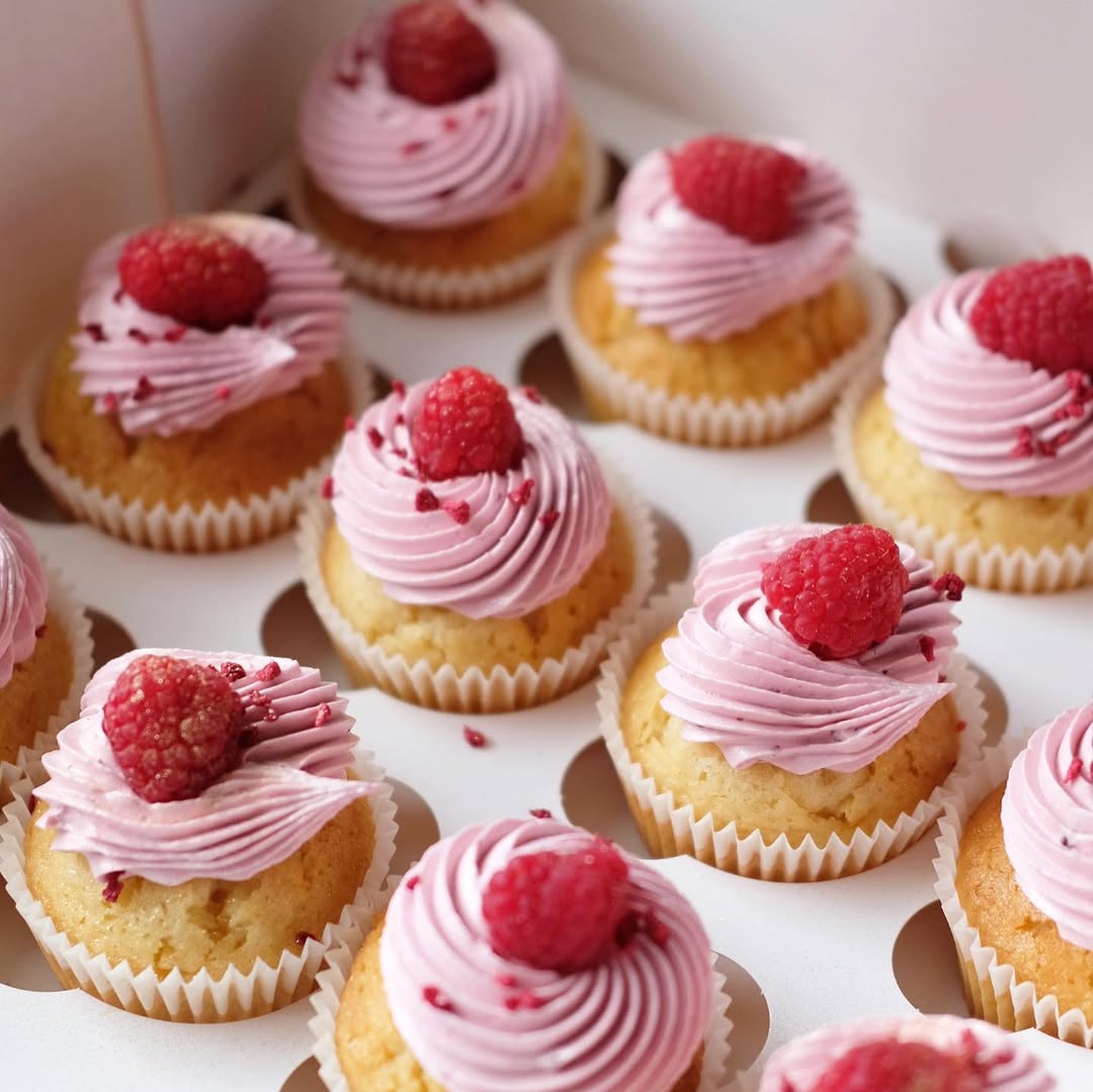 Fresh Raspberry Swirl Cupcakes | Box of 12