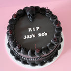 Funeral Theme Black Vintage Round Cake