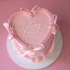 Coquette Bow Heart Vintage Cake