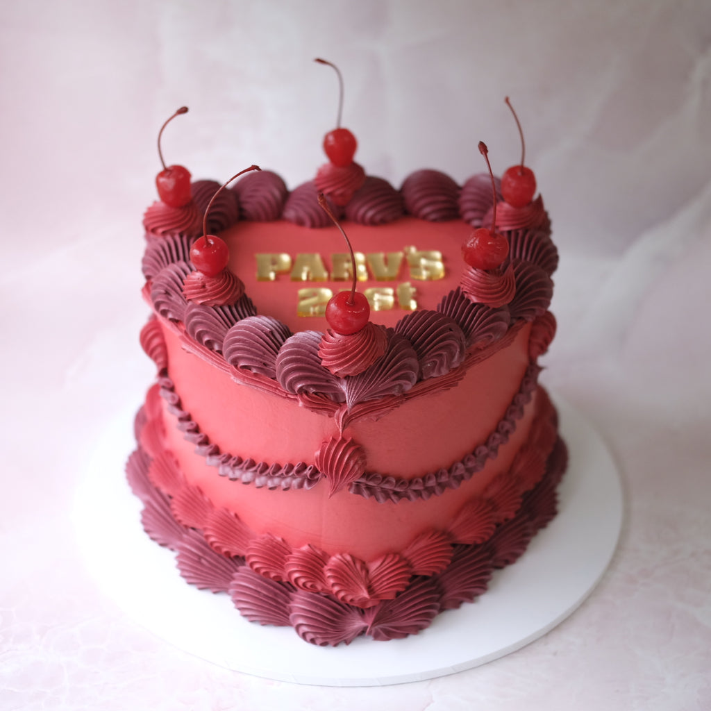 Classic Vintage Heart Cake | Cherries