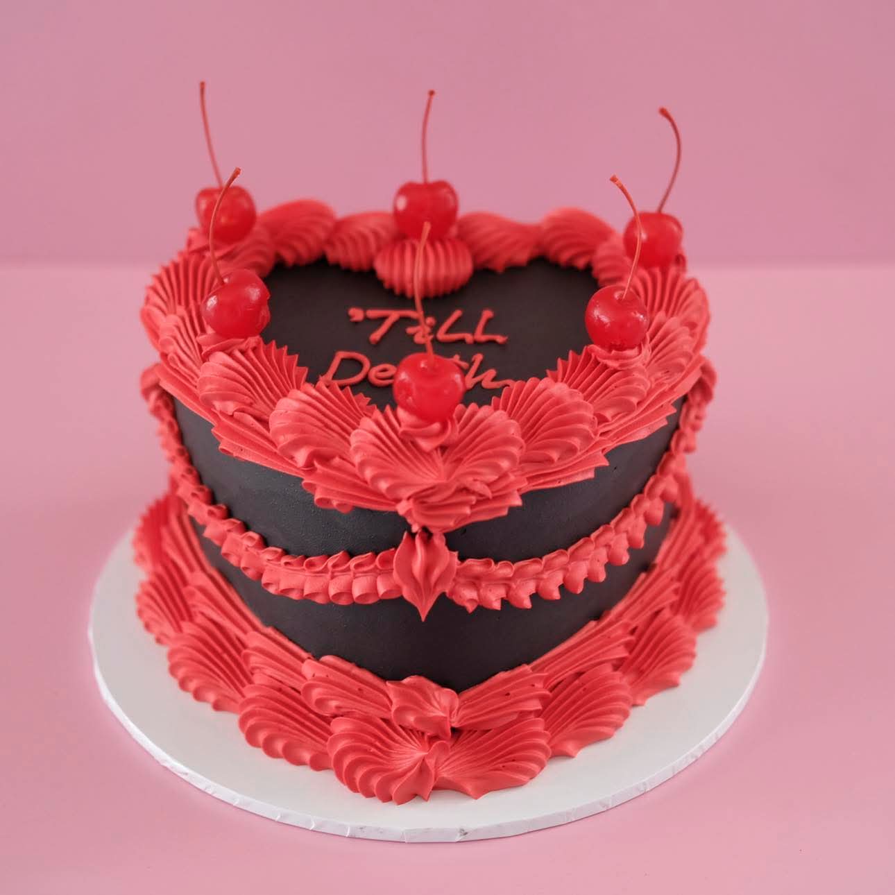 Classic Vintage Heart Cake | Cherries