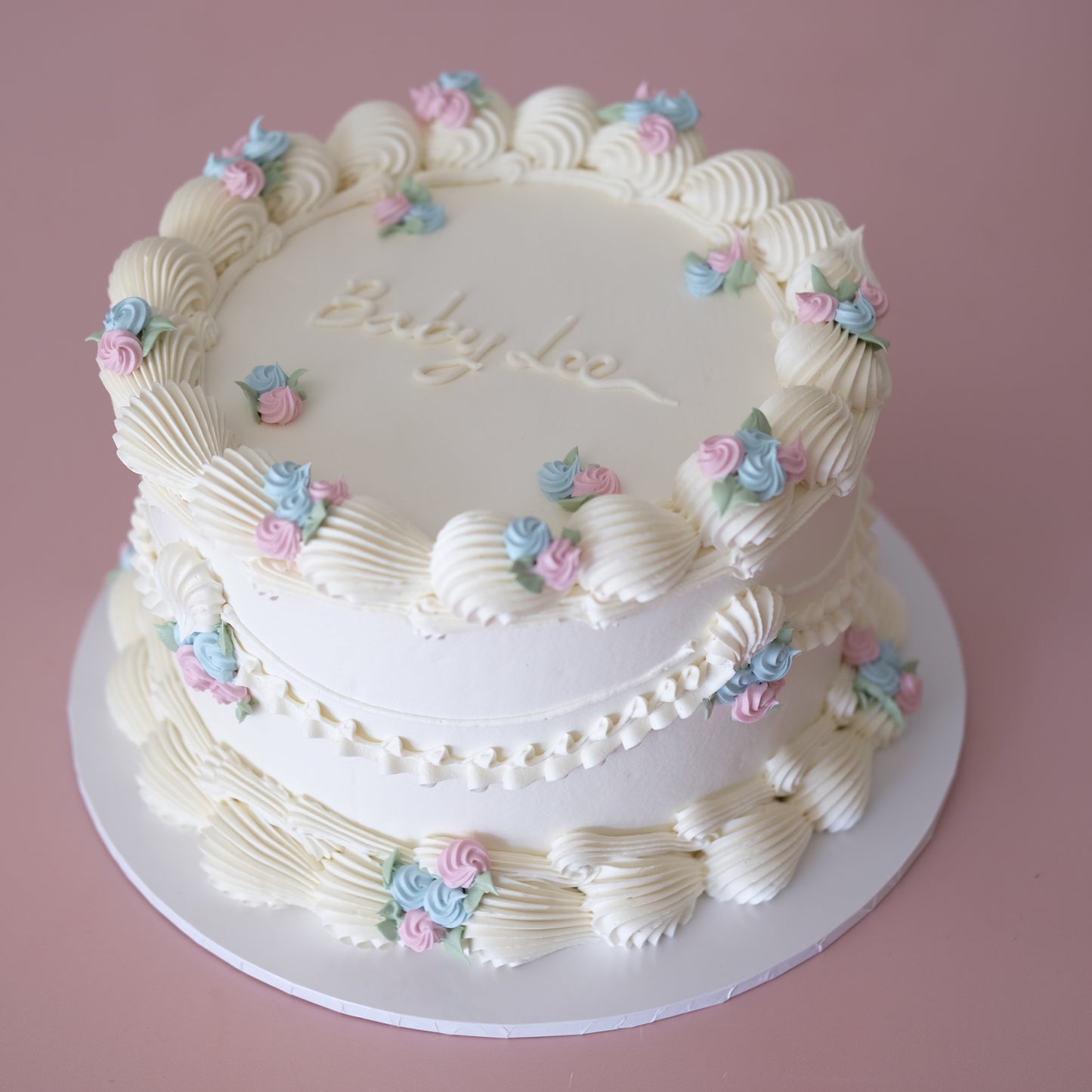 Gender Reveal Rosette Vintage Cake