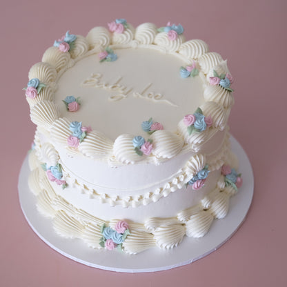 Gender Reveal Rosette Vintage Cake