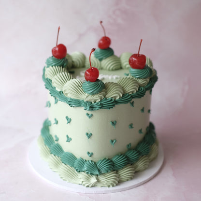 Vintage Heart Cake | Mini Hearts & Cherries