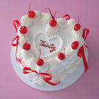 Cherries Coquette & Pearl Heart Plaque | Vintage Heart Cake
