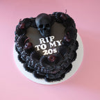 Funeral Theme Black Vintage Heart Cake