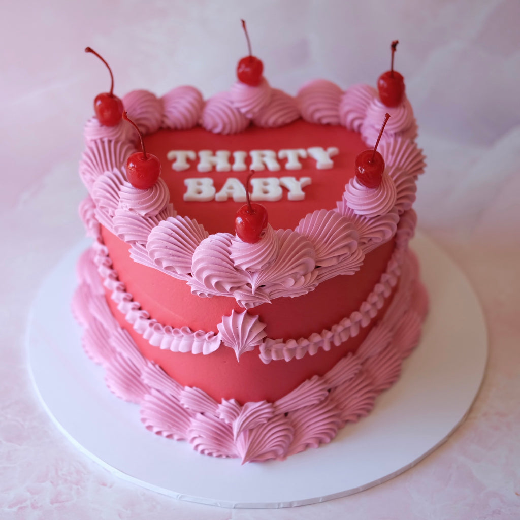 Classic Vintage Heart Cake | Cherries
