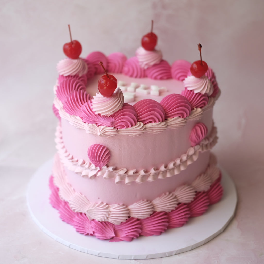 Classic Vintage Heart Cake | Cherries