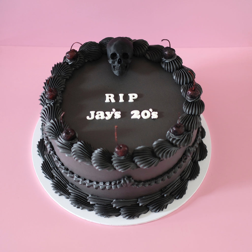 Funeral Theme Black Vintage Round Cake