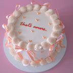 Two-Tone Ribbon Round Vintage Cake | Mini Hearts