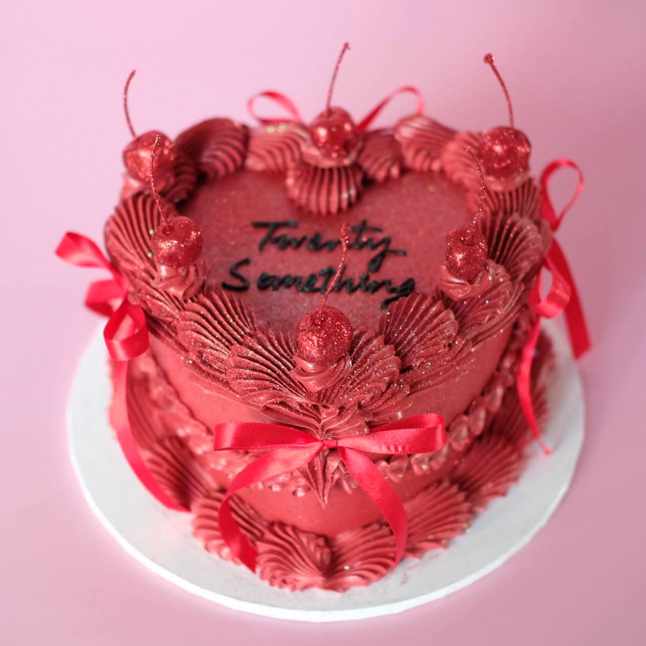 Vintage Heart Glitter Cake | Cherries & Coquette - Extra AF