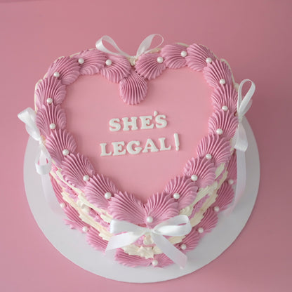 Vintage Heart Cake | Pearl White & Coquette