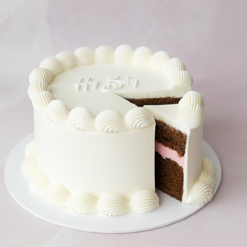 White Gender Reveal Vintage Round Cake