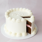 White Gender Reveal Vintage Round Cake