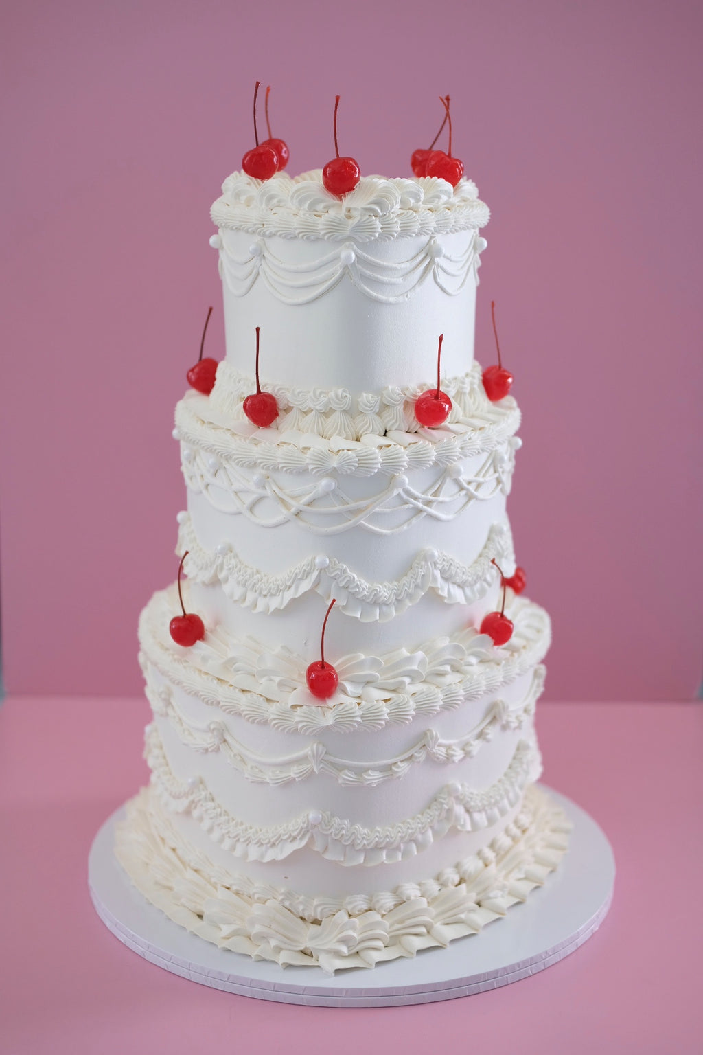 Lambeth Cherries Vintage Heart Cake | 3 Tier / MONOCHROME