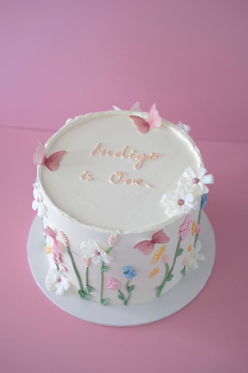 Whimsical Butterfly Garden Cake