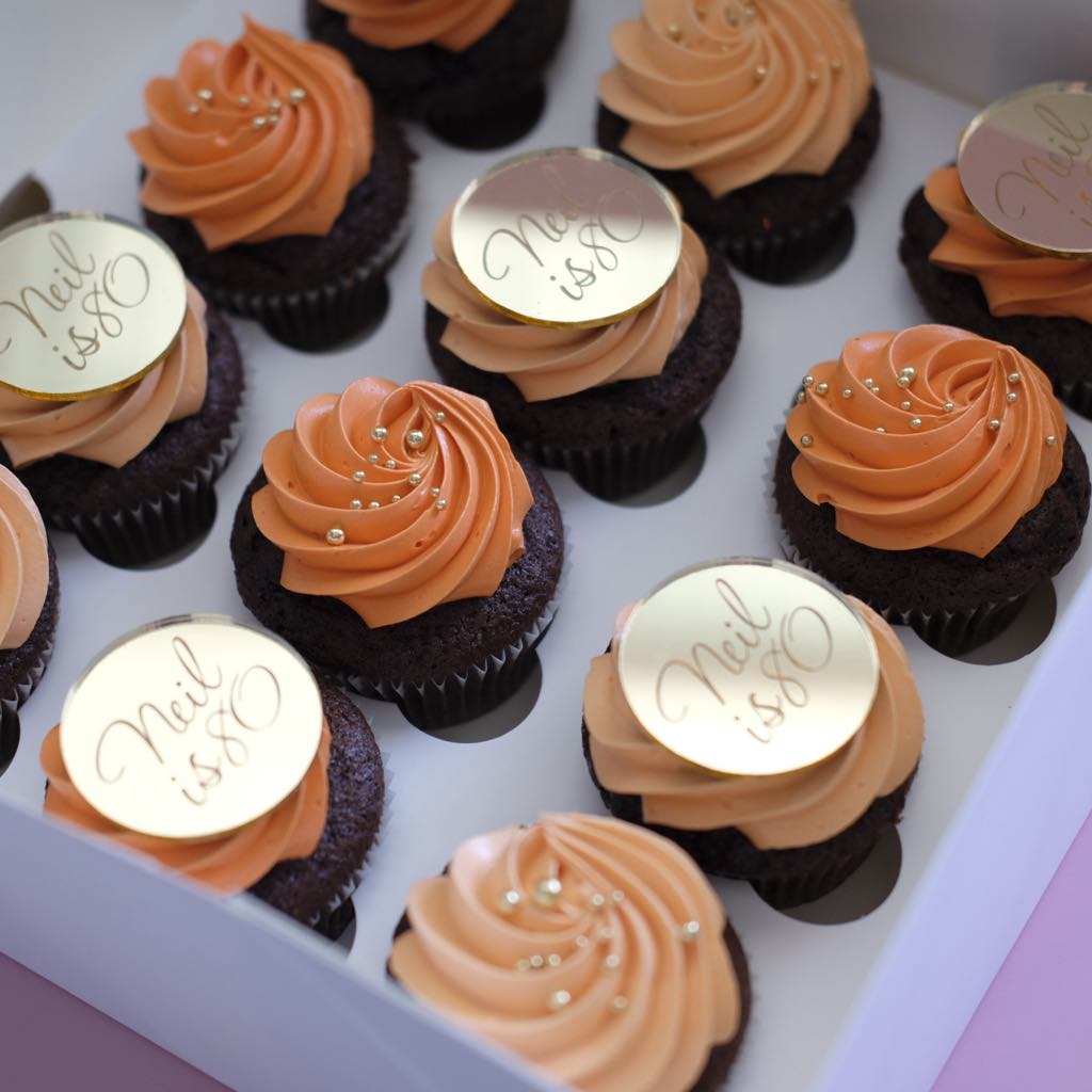 Custom Gold Topper Cupcakes | Box of 12