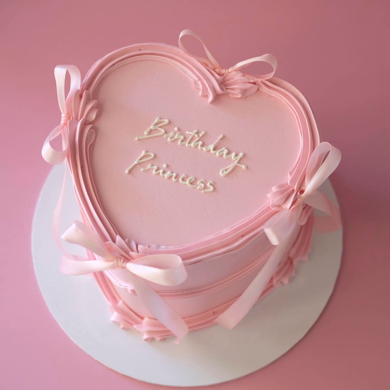 Coquette Bow Heart Vintage Cake