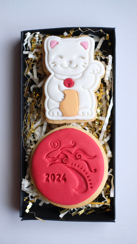 Lucky Cat & Dragon Head Sugar Cookie Gift Box