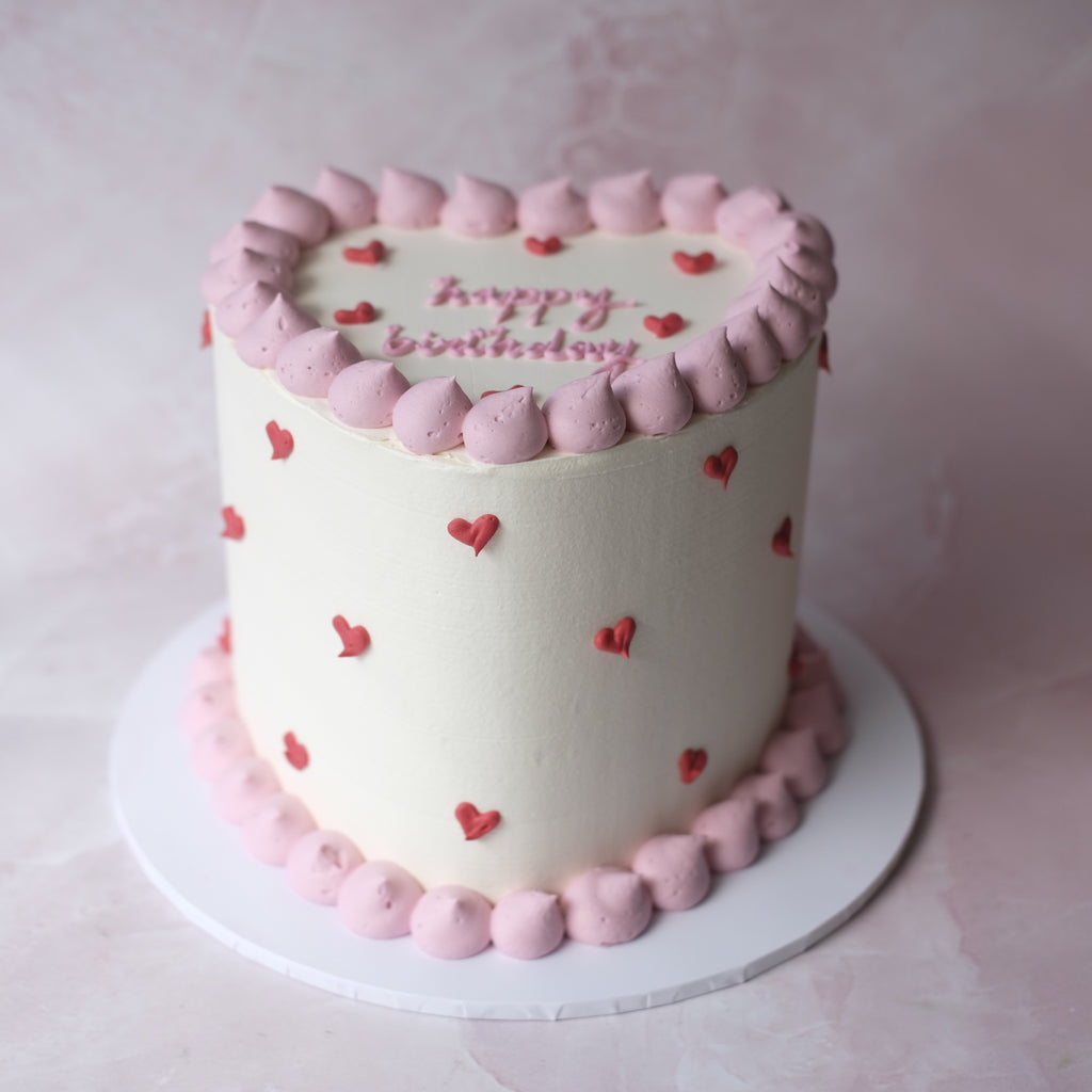 Simple Retro Heart Cake | Mini Hearts