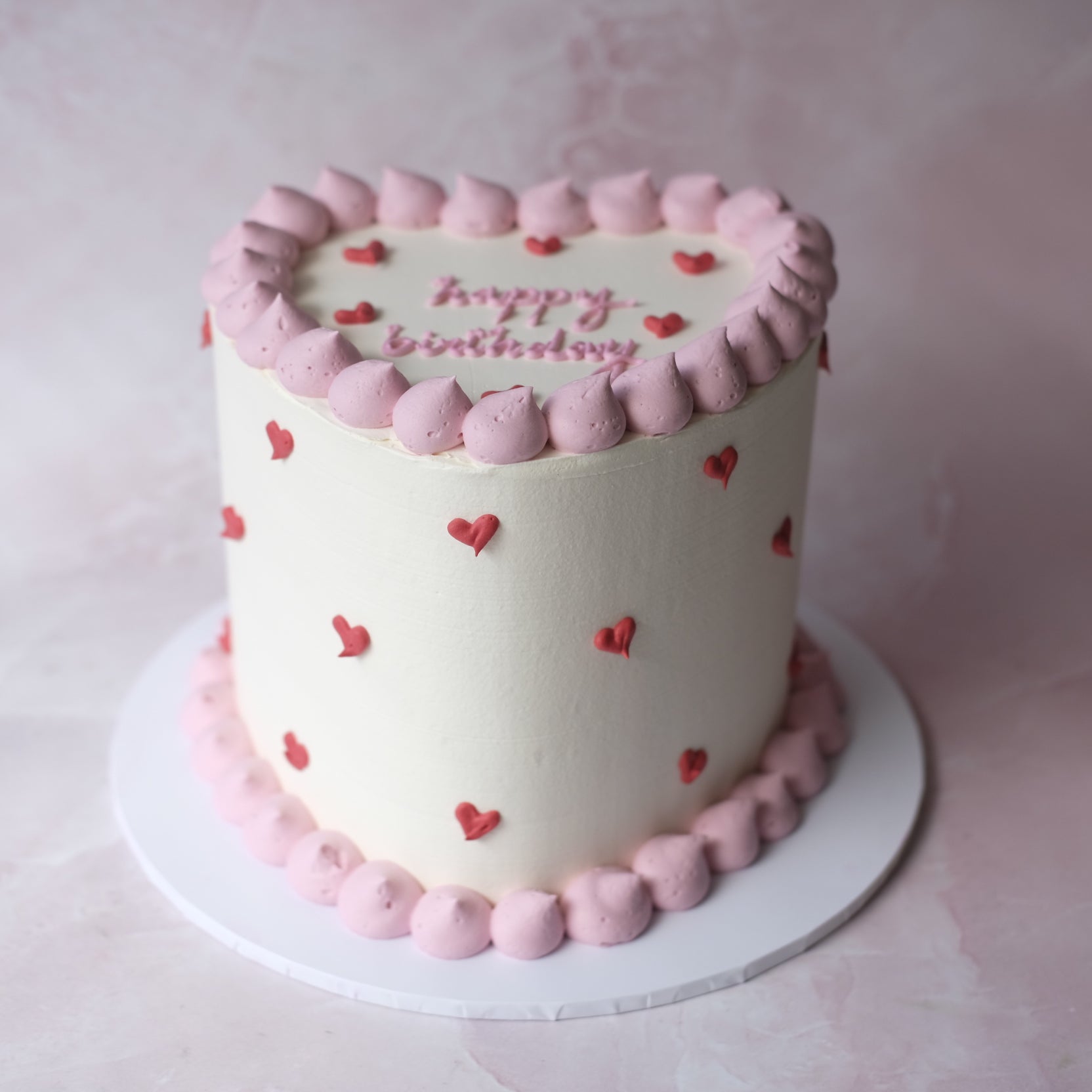 Simple Retro Heart Cake | Mini Hearts