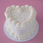 White Gender Reveal Vintage Heart Cake