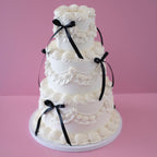 Signature Round Vintage Cake | 3 Tiers & Coquette / MONOCHROME