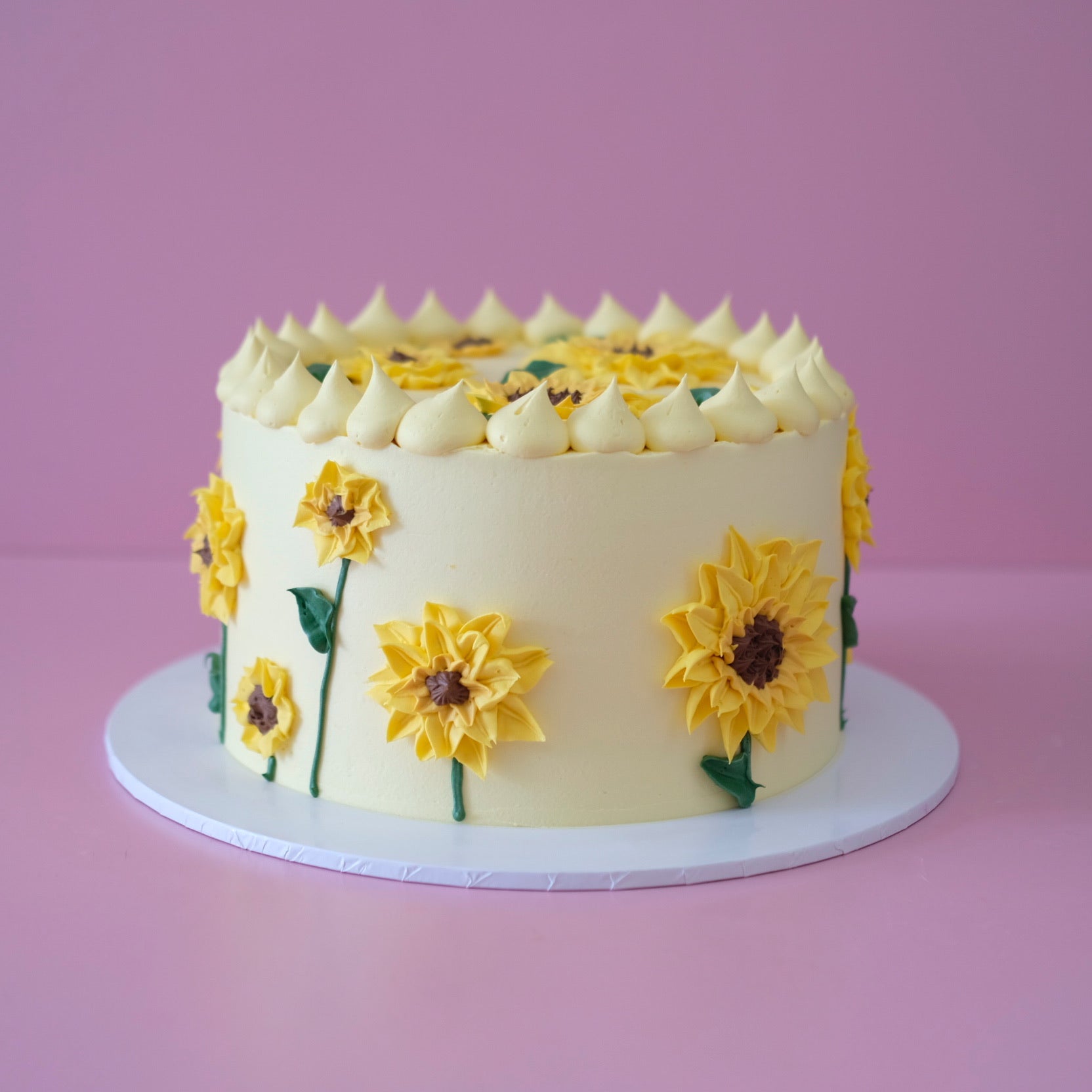 You're The Sunflower | Vintage Round Doodle Cake
