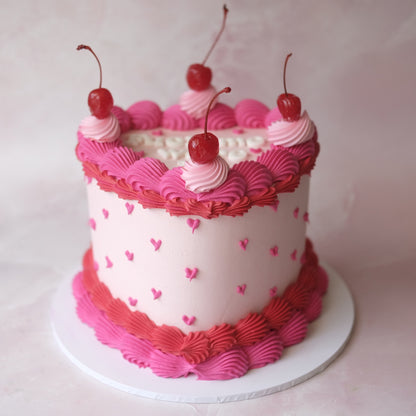 Vintage Heart Cake | Mini Hearts & Cherries