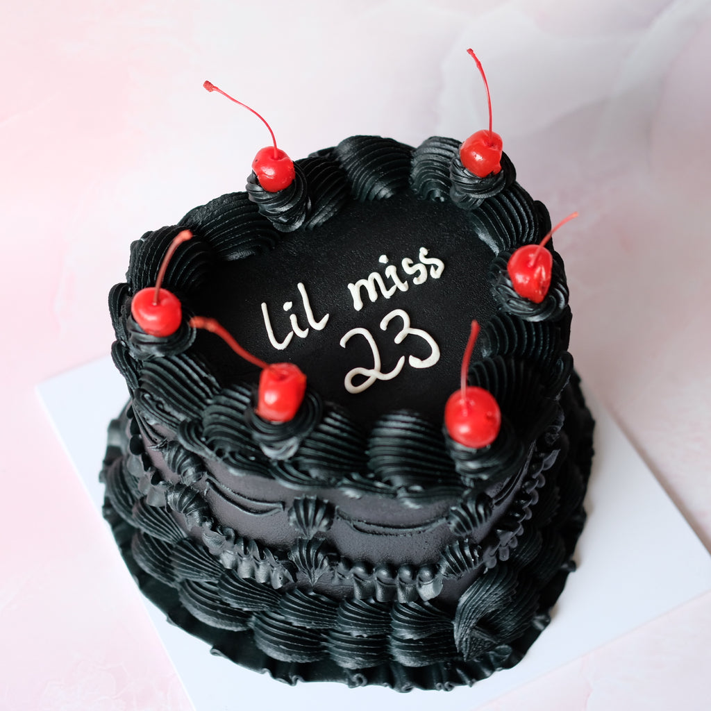 Black Vintage Heart Cake Brisbane