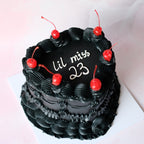 Black Vintage Heart Cake Brisbane