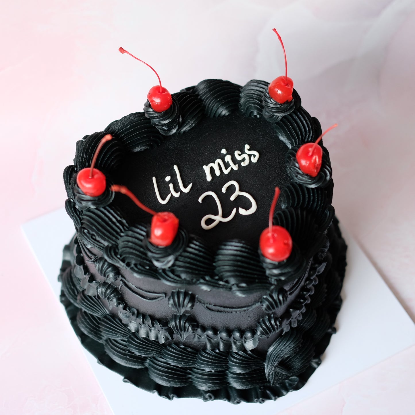 Black Vintage Heart Cake Brisbane