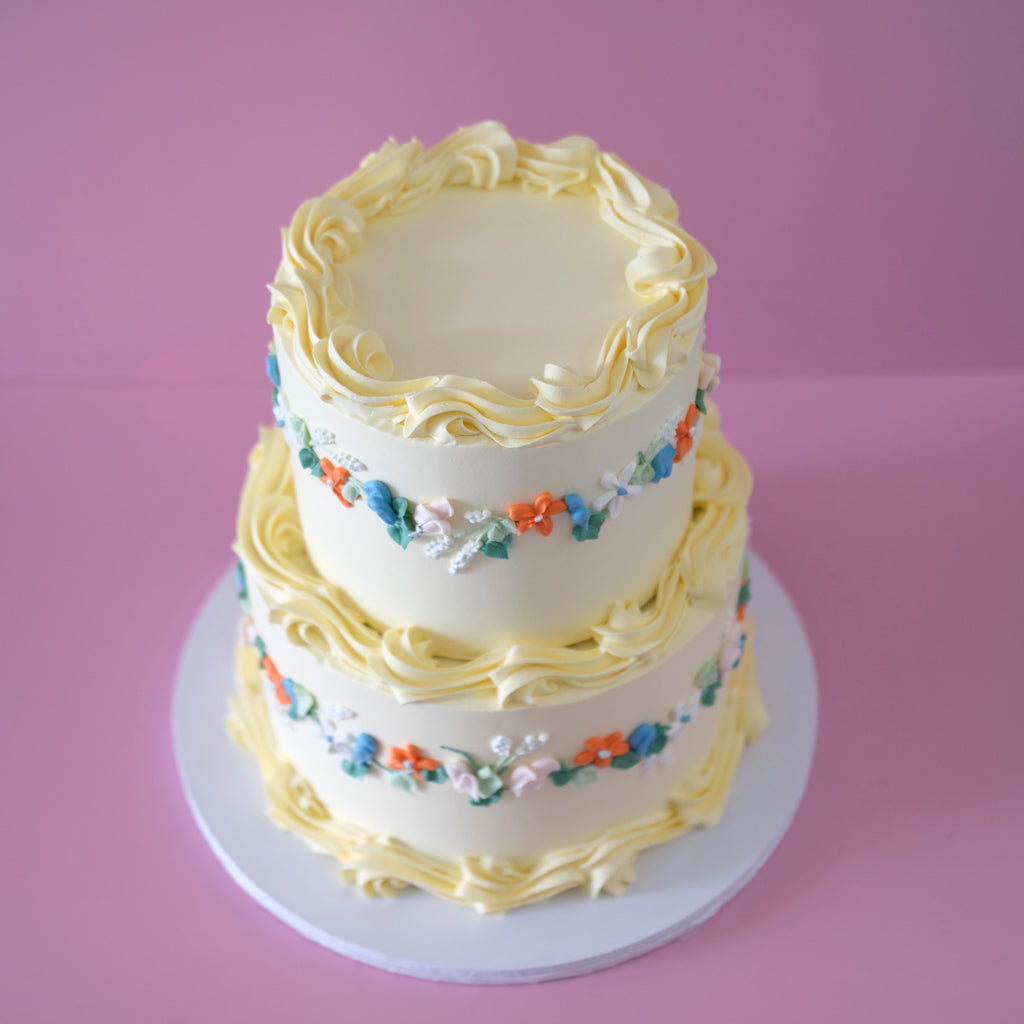Wild Bloom Buttercream Vintage Round Cake | 2 Tiers