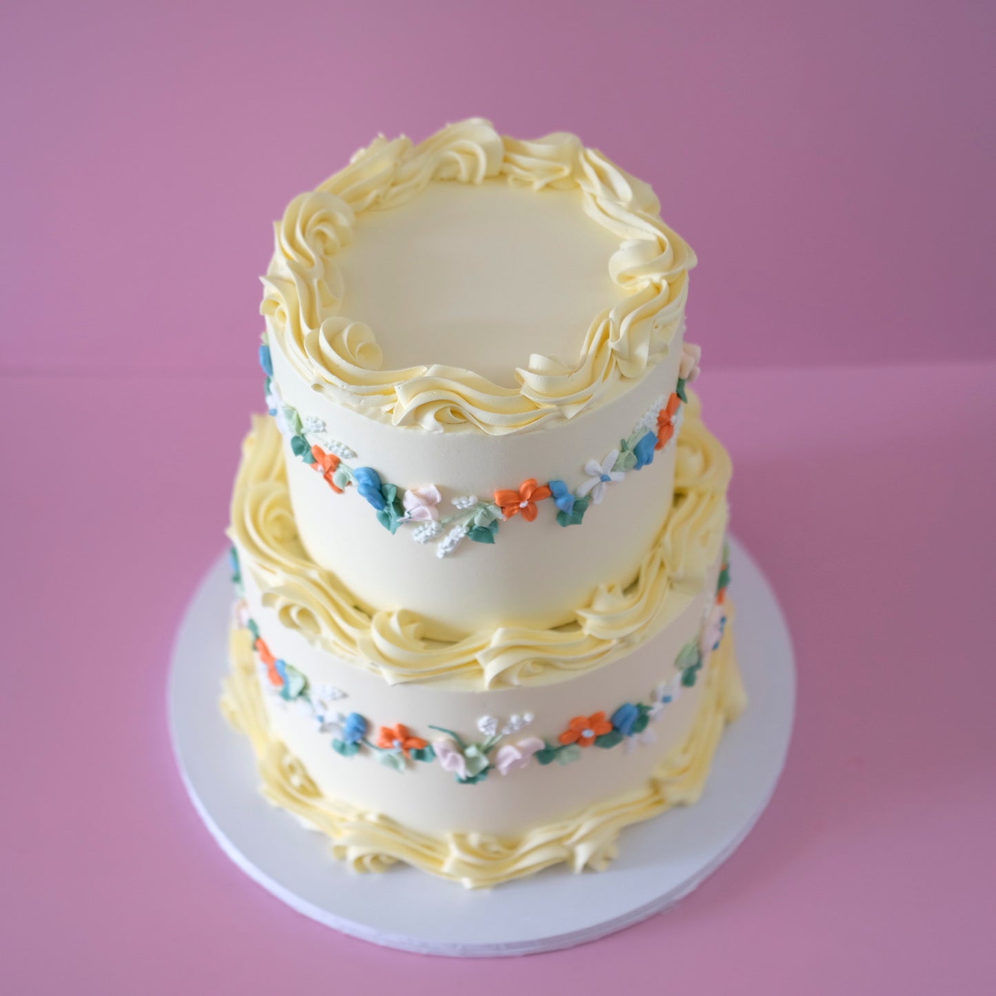 Wild Bloom Buttercream Vintage Round Cake | 2 Tiers