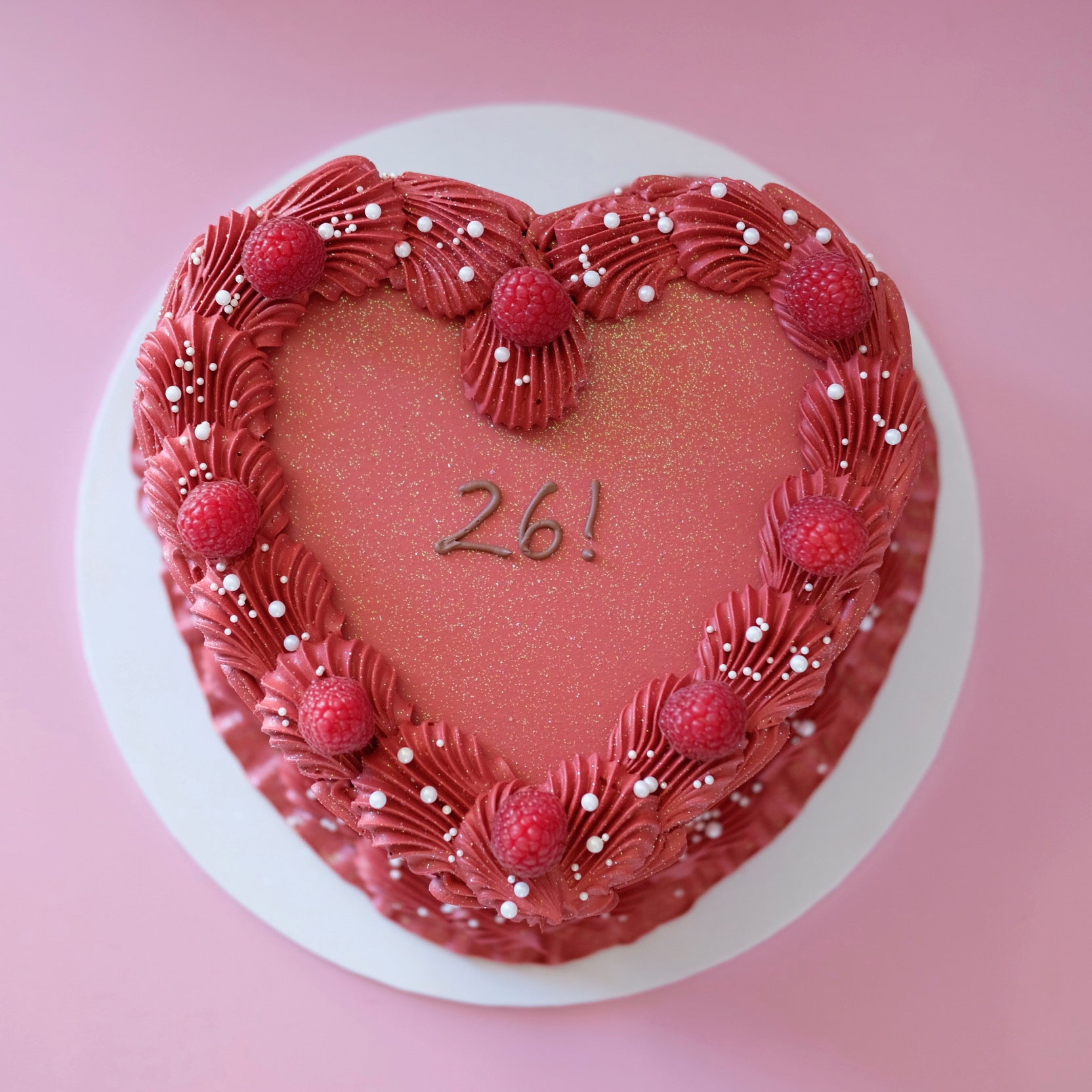 Vintage Heart Cake | Glitter Sprinkle-tastic & Fresh Raspberry