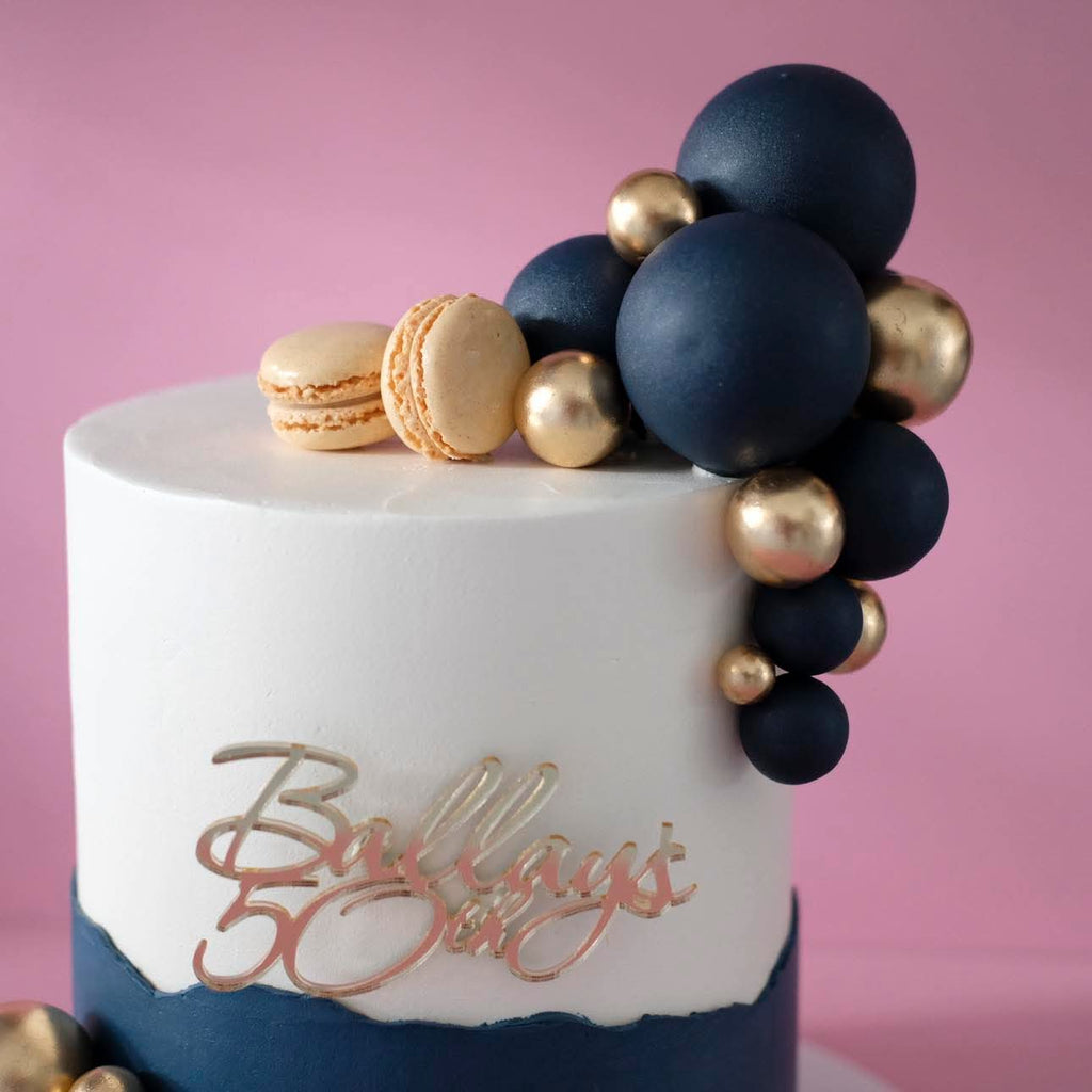 The Luxe Balloon & Macaron Cake