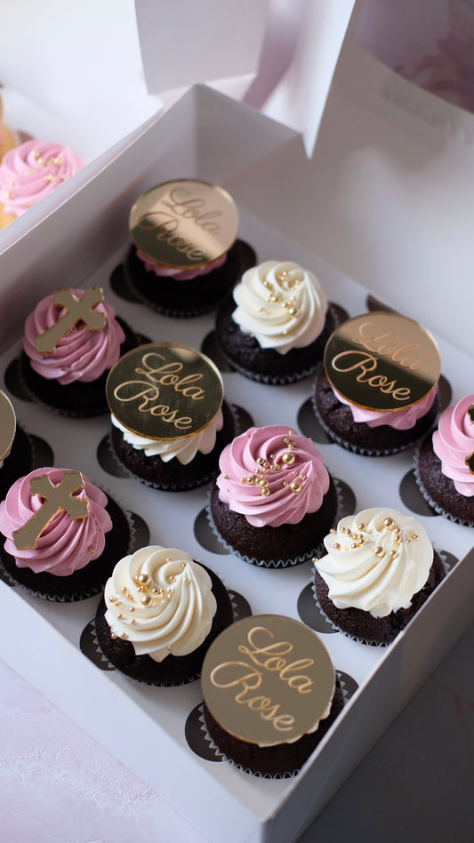 Luxe Baptism Cupcakes | Box of 12